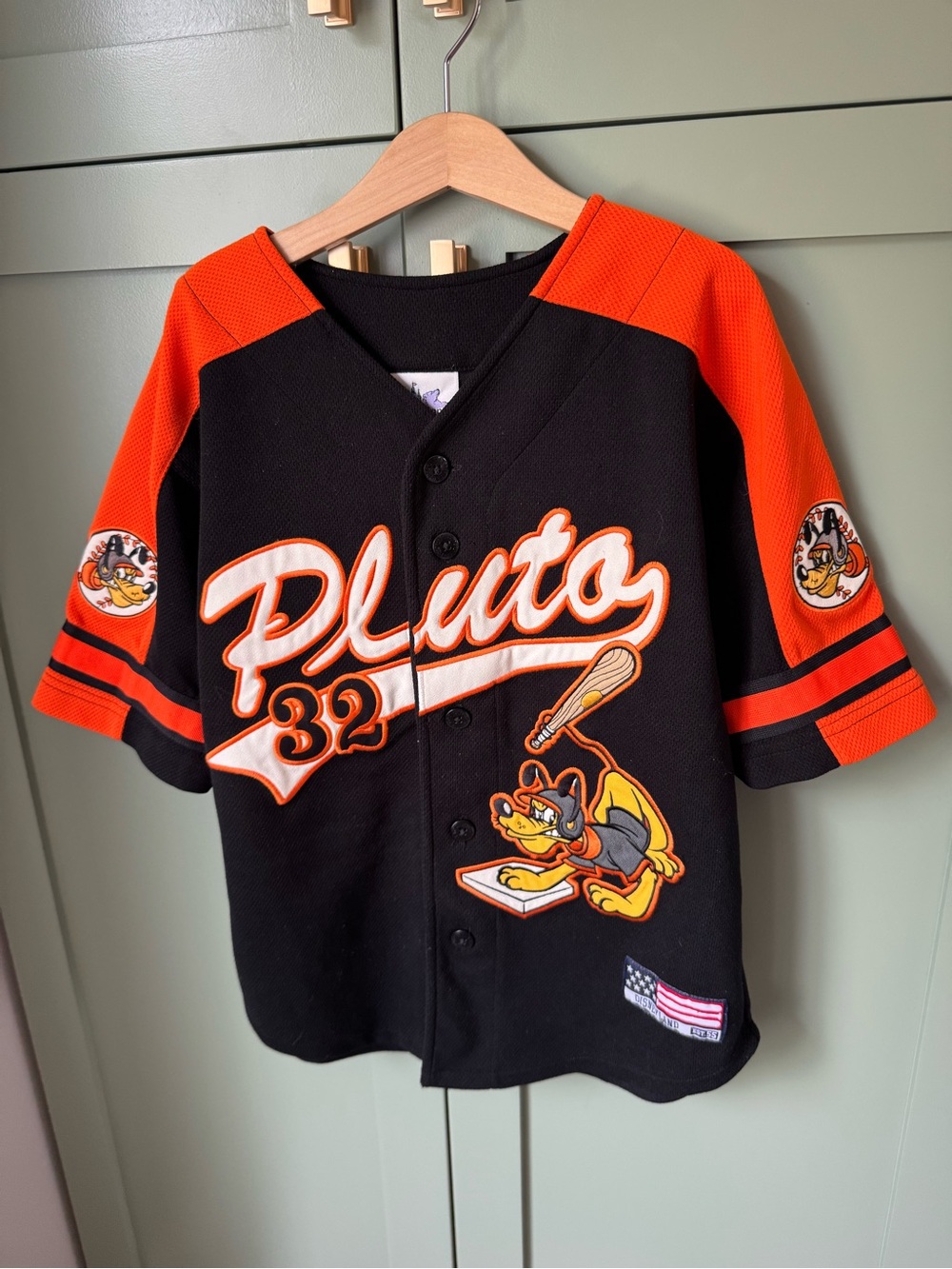 Pluto Kids' Baseball Jersey - Black & Orange Disney Vintage small kids 4/5